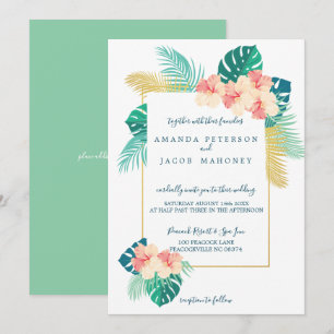 Elegante invitación a la boda hawaiana hibiscus