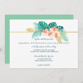 Elegante invitación a la boda hawaiana hibiscus