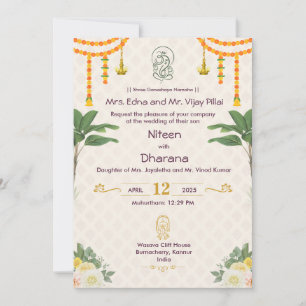 Elegante invitación a la boda india