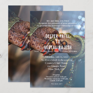 Elegante invitación a la boda india de Henna