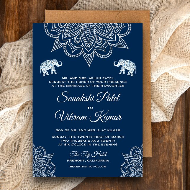 Elegante invitación a la boda india de la Marina A (Subido por el creador)