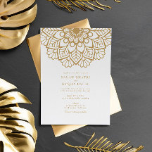 Elegante Invitación a la boda india de Mandala dor