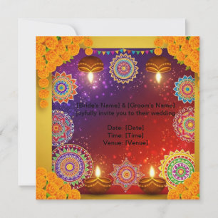 Elegante invitación a la boda india de Rangoli