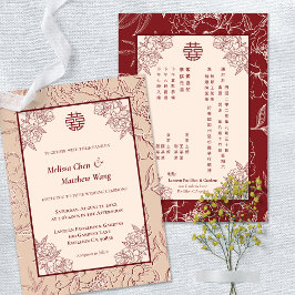Elegante invitación a la boda inglesa floral china