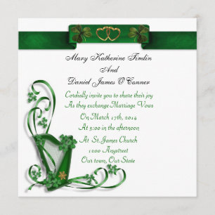 Elegante invitación a la boda irlandesa Harp