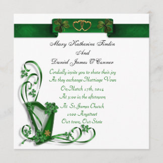 Elegante invitación a la boda irlandesa Harp