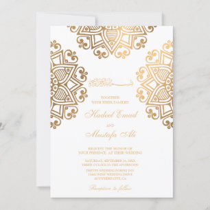 Elegante invitación a la boda islámica de oro