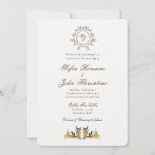 Elegante invitación a la boda italiana monogramada