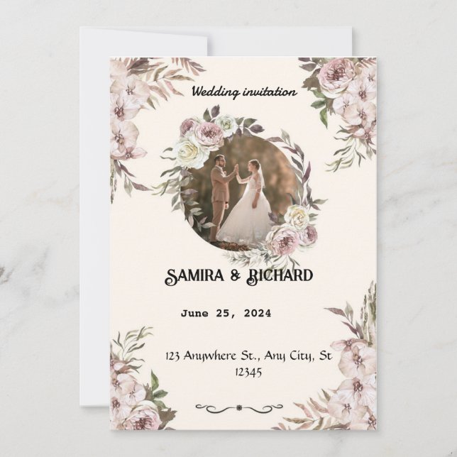 Elegante Invitación a la Boda Jardín (Anverso)