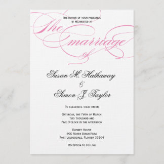 Elegante Invitación a la boda manuscrita - Rosa