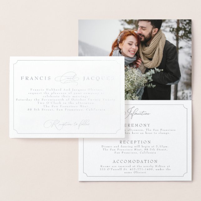 elegante invitación a la boda marco con fotografía (Demostración)