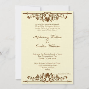Elegante invitación a la boda marfil/marrón