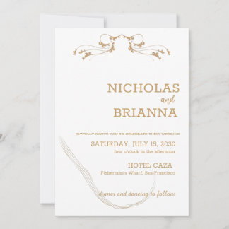 Elegante invitación a la boda marrón Minimalista