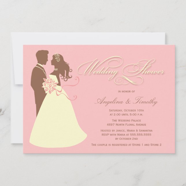 Elegante invitación a la boda marrón rosa de la no (Anverso)