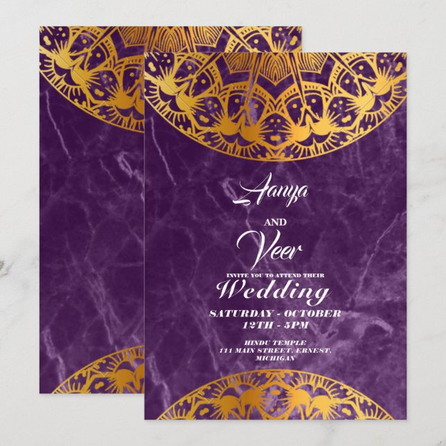 Elegante invitación a la boda Mehndi (Anverso / Reverso)