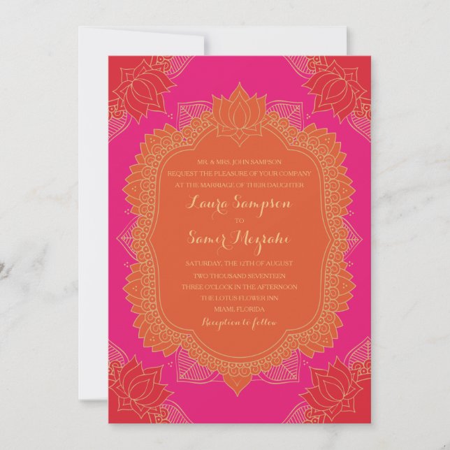 Elegante invitación a la boda Mehndi (Anverso)