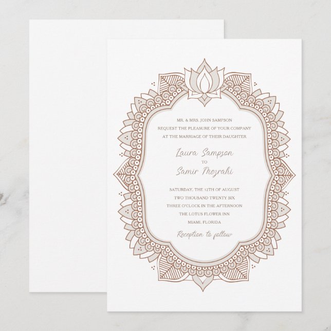 Elegante invitación a la boda Mehndi (Anverso / Reverso)