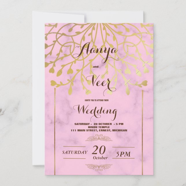 Elegante invitación a la boda Mehndi (Anverso)