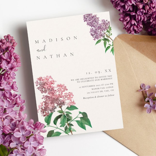 Elegante Invitación a la Boda Mínima Lilac (Subido por el creador)