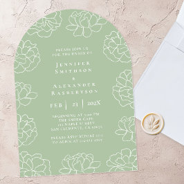 Elegante Invitación a la Boda Mínima Verde Elegant