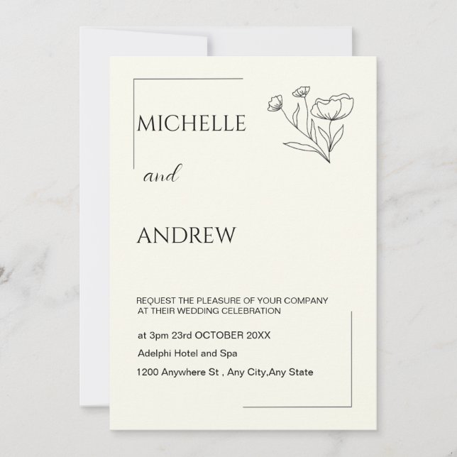 Elegante invitación a la boda Minimalista (Anverso)