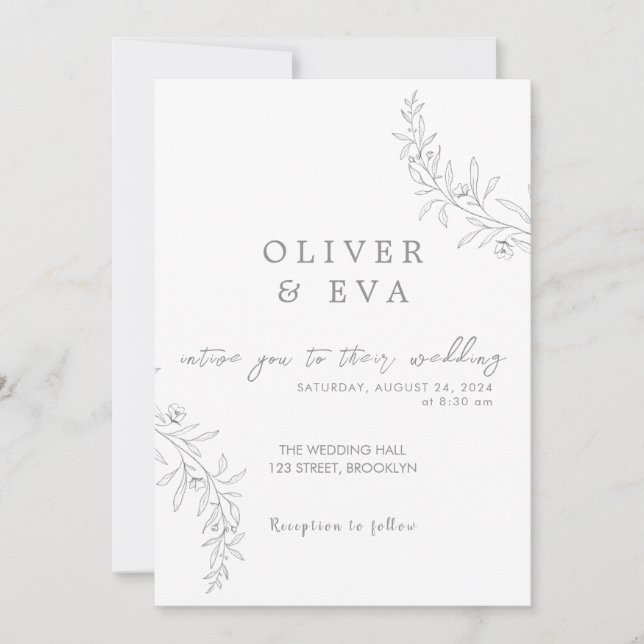 Elegante invitación a la boda Minimalista (Anverso)