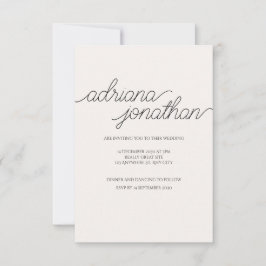 Elegante invitación a la boda Minimalista beige