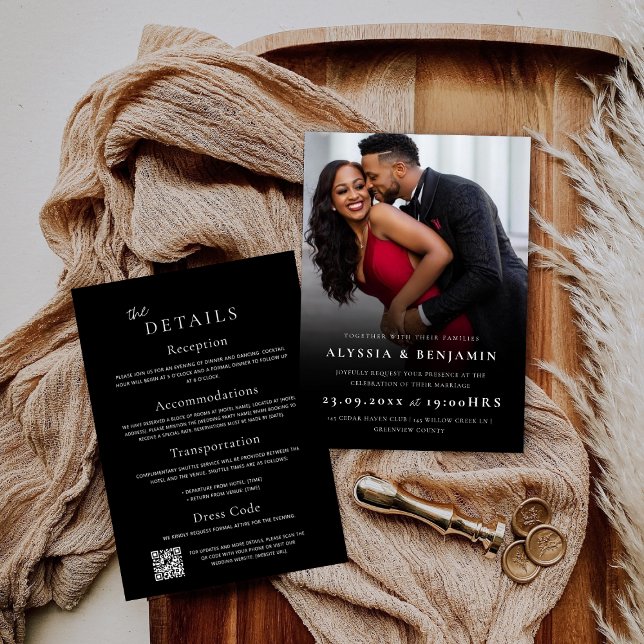 Elegante invitación a la boda Minimalista de fotos (Elegant Minimalist Photo Wedding Invitation)