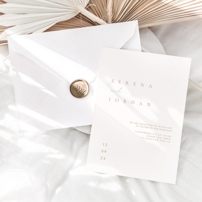 Elegante invitación a la boda Minimalista de marfi (Subido por el creador)