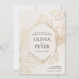 Elegante invitación a la boda Minimalista de oro