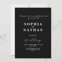 Elegante invitación a la boda Minimalista negra