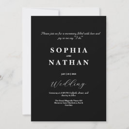 Elegante invitación a la boda Minimalista negra