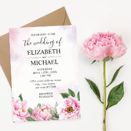 Elegante invitación a la boda Minimalista Peony