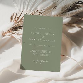 Elegante Invitación a la boda Minimalista verde sa