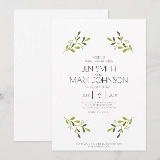 Elegante Invitación a la Boda Moderna. (Anverso / Reverso)