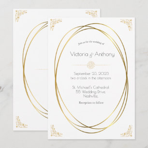 Elegante Invitación a la Boda Moderna de Oro