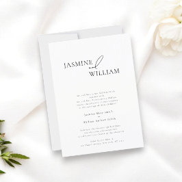 Elegante invitación a la boda moderna en blanco y 