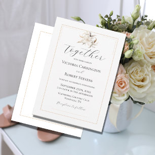Elegante Invitación a la Boda Moderna Neutral Flor