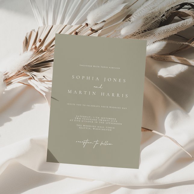 Elegante invitación a la boda moderna plateada y b (Subido por el creador)