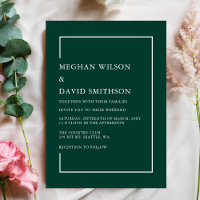 Elegante Invitación a la boda moderna verde esmera