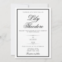 Elegante invitación a la boda monocome