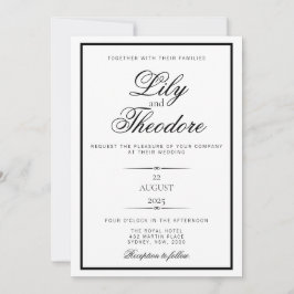 Elegante invitación a la boda monocome