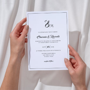 Elegante invitación a la boda monográfica