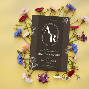 Elegante invitación a la boda monográfica