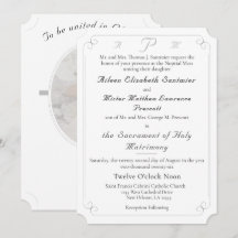 Elegante Invitación a la Boda Monogramada Católica