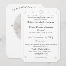 Elegante Invitación a la Boda Monogramada Católica