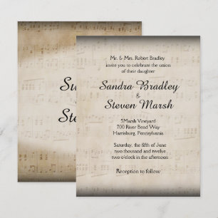 Elegante invitación a la boda musical