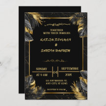 Elegante invitación a la boda musulmana blanca y n