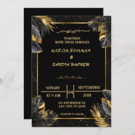 Elegante invitación a la boda musulmana blanca y n