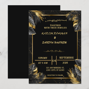 Elegante invitación a la boda musulmana blanca y n